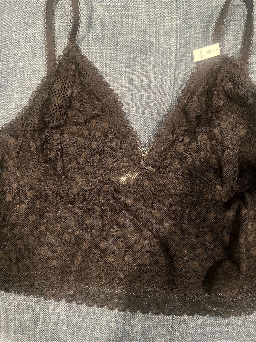 PINK Victoria's Secret Black Polka Dot Lace Bralette
